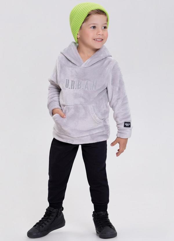 Alakazoo - Conjunto com Calça e Blusão em Pelo Fluffy Cinza