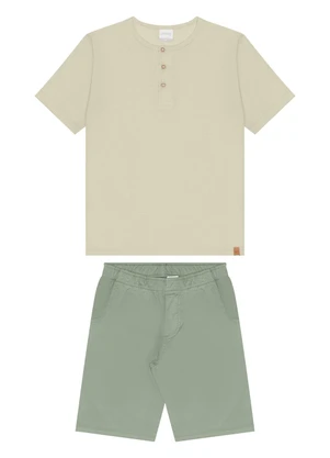 Alakazoo - Conjunto com Camisa e Bermuda de Sarja Verde - ALAKAZOO
