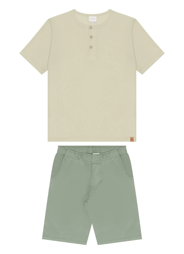 Alakazoo - Conjunto com Camisa e Bermuda de Sarja Verde 2