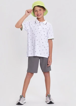 Alakazoo - Conjunto com Camisa Polo e Bermuda Branco - ALAKAZOO