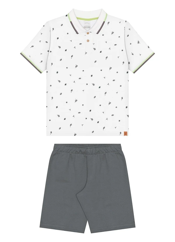 Alakazoo - Conjunto com Camisa Polo e Bermuda Branco 2