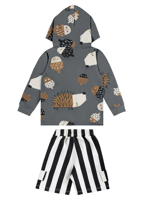 Três e Já - Conjunto com Camiseta e Bermuda Cinza 4