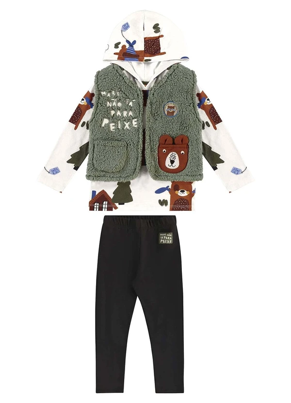 Três e Já - Conjunto com Camiseta e Calça Bege 3