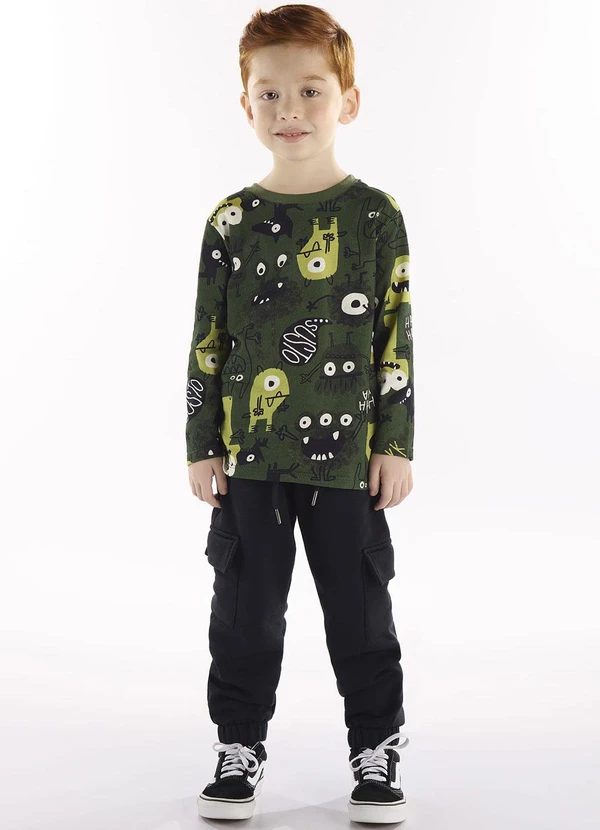 Três e Já - Conjunto com Camiseta e Calça de Verde 1