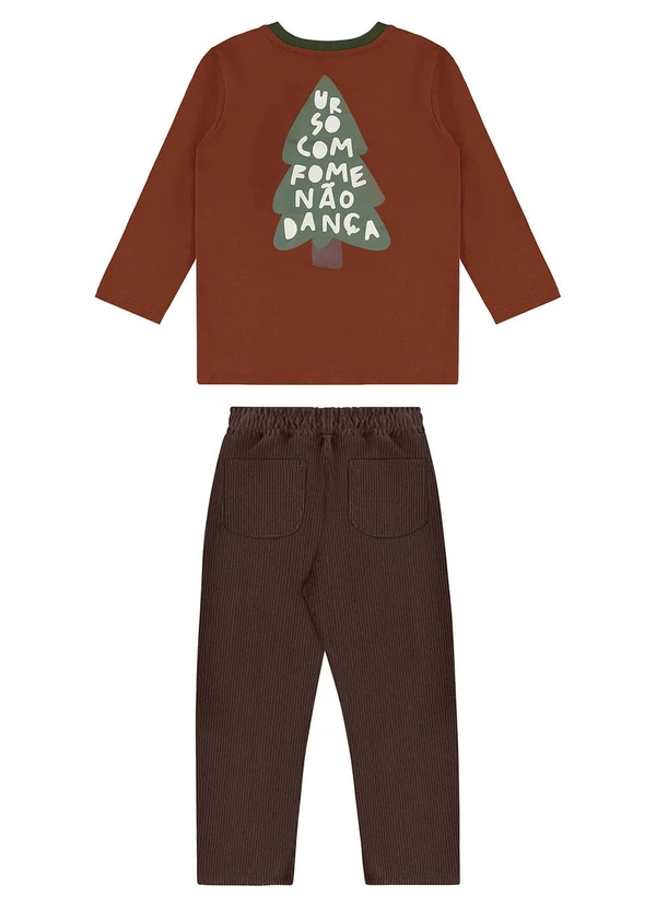 Três e Já - Conjunto com Camiseta e Calça Marrom 4