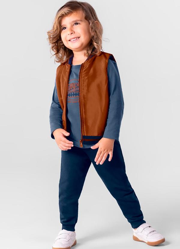 Brandili Mundi - Conjunto com Colete Infantil Menino Azul
