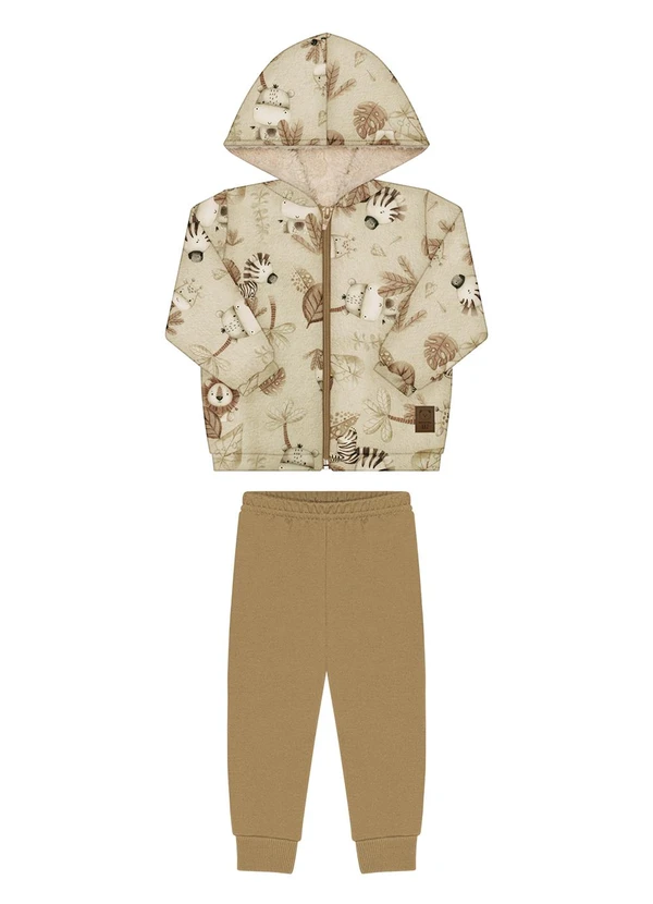 Alakazoo - Conjunto com Jaqueta de Pelo Carneirinho Bege