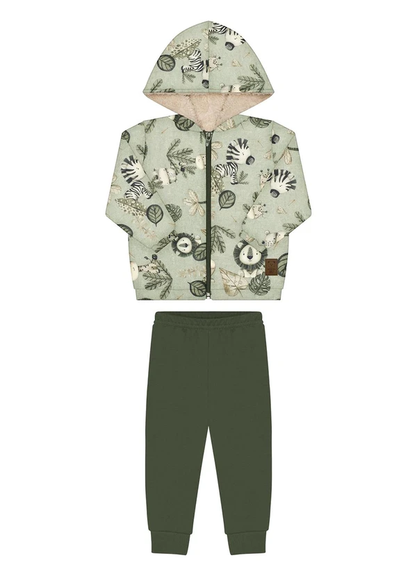 Alakazoo - Conjunto com Jaqueta de Pelo Carneirinho Verde