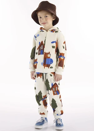 Três e Já - Conjunto com Jaqueta e Calça Bege - TRÊS E JÁ