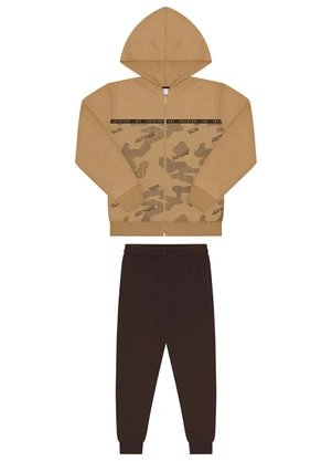 Alakazoo - Conjunto com Jaqueta Estampada e Calça Bege - ALAKAZOO