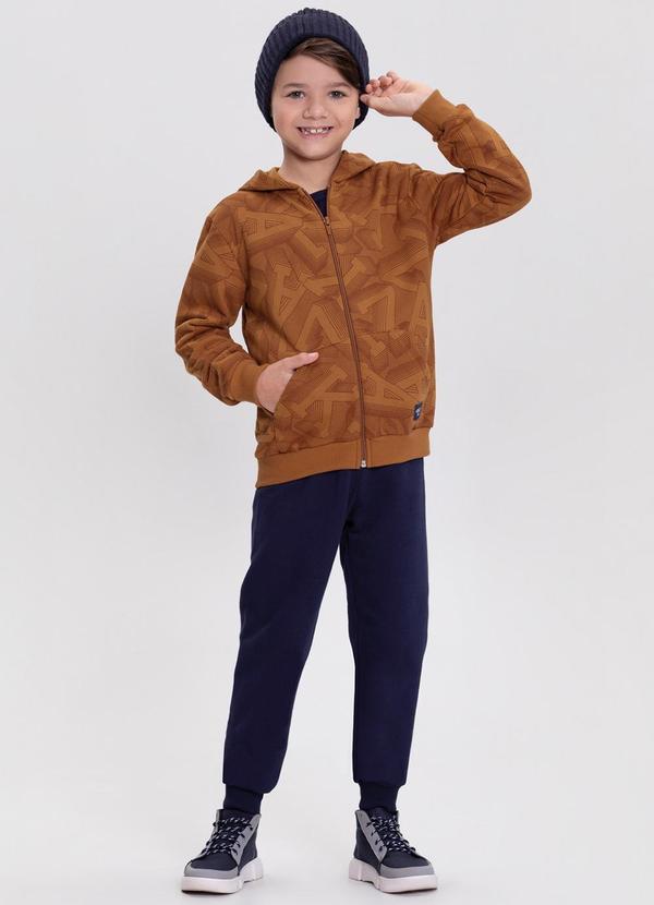 Alakazoo - Conjunto com Jaqueta Estampada e Calça Laranja