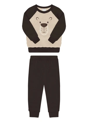 Alakazoo - Conjunto com Recortes em Pelo Carneirinho Marrom - ALAKAZOO