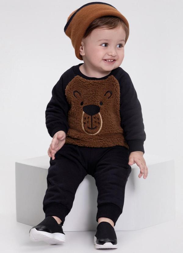 Alakazoo - Conjunto com Recortes em Pelo Carneirinho Preto