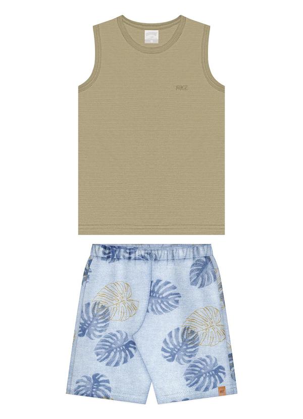 Alakazoo - Conjunto com Regata e Bermuda Estampada Azul