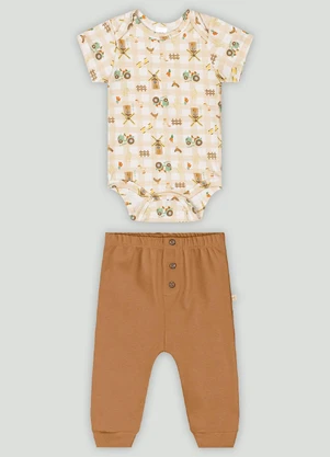 Up Baby - Conjunto Comfy Bebê com Body e Calça Azul - UP BABY