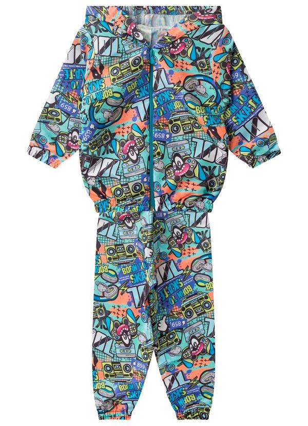 Rovi Kids - Conjunto Corta Vento Infantil com Capuz Azul