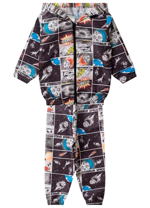 Rovi Kids - Conjunto Corta Vento Infantil com Capuz Preto