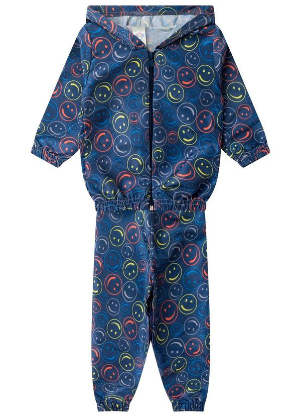 Rovi Kids - Conjunto Corta Vento Menino com Capuz Azul