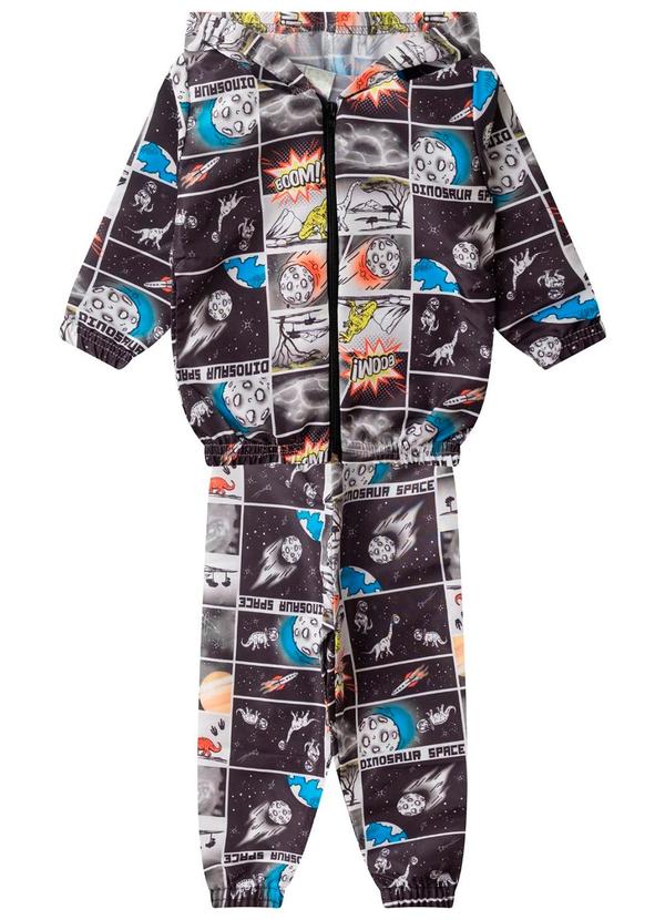 Rovi Kids - Conjunto Corta Vento Menino com Capuz Preto