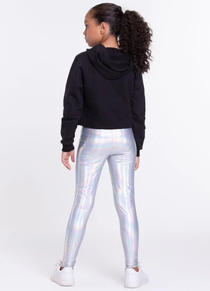 Vida Costeira - Conjunto Cropped e Calça Holográfica Preto - VIDA COSTEIRA