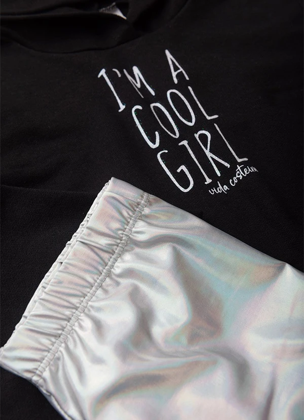 Vida Costeira - Conjunto Cropped e Calça Holográfica Preto 5