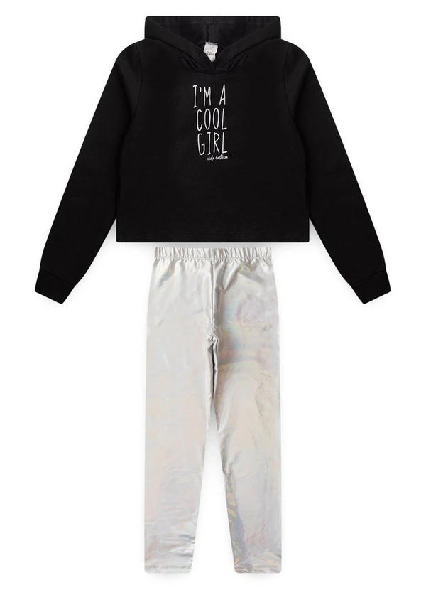 Vida Costeira - Conjunto Cropped e Calça Holográfica Preto 7