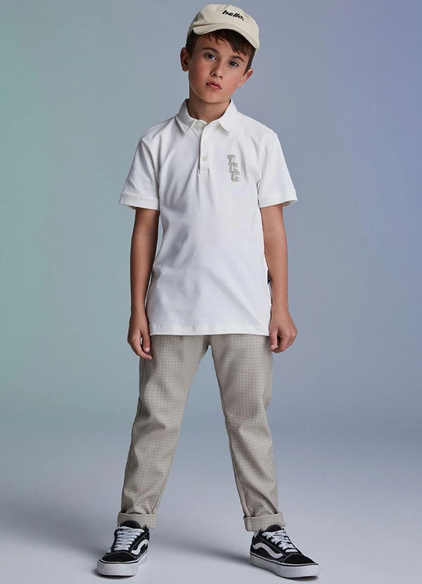 Youccie - Conjunto de Estampa Quadriculada Off White 1