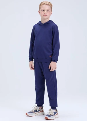 Vida Costeira - Conjunto de Moletom Básico com Capuz  Azul - VIDA COSTEIRA