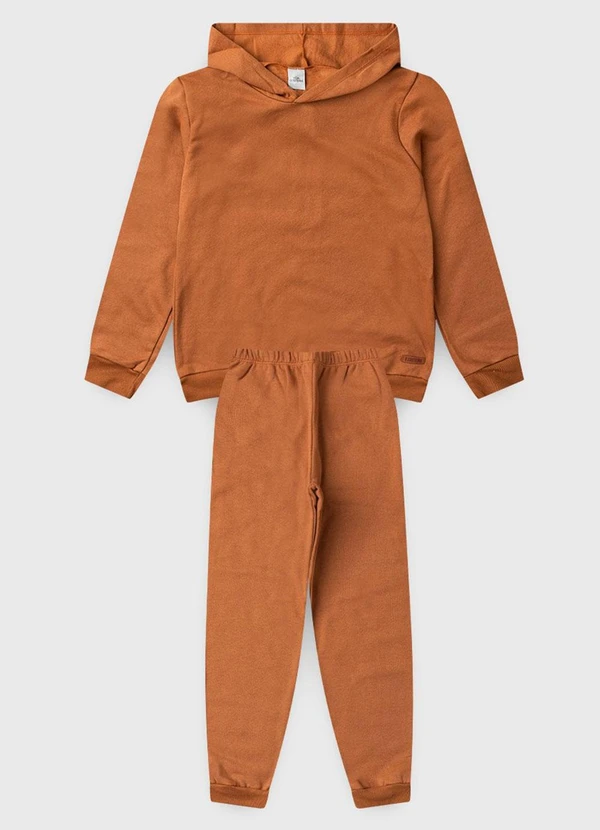 Vida Costeira - Conjunto de Moletom Básico com Capuz  Caramelo 5