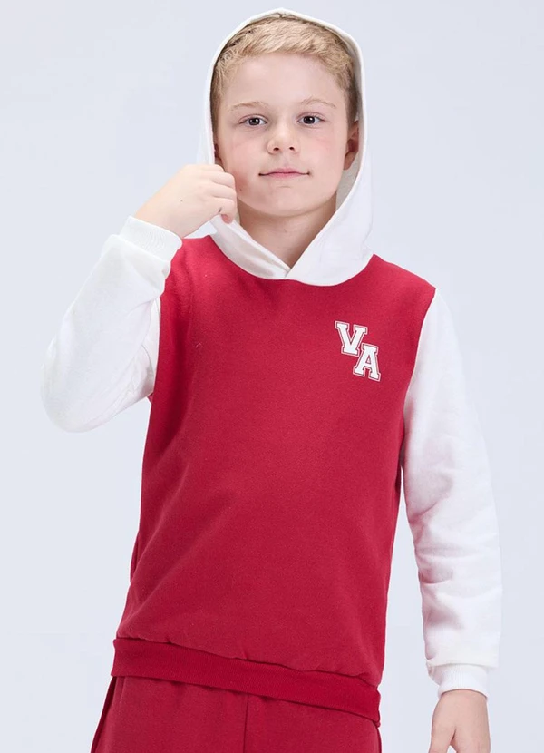 Vida Costeira - Conjunto de Moletom Colegial Va com Capuz Bordo 2