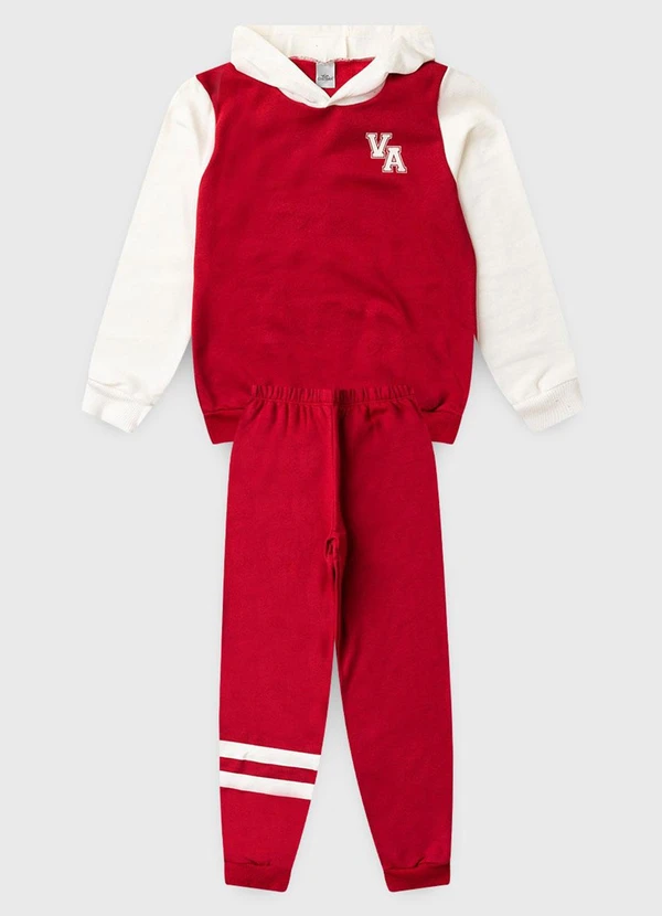 Vida Costeira - Conjunto de Moletom Colegial Va com Capuz Bordo 5