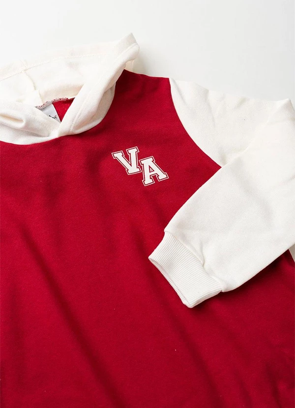 Vida Costeira - Conjunto de Moletom Colegial Va com Capuz Bordo 6