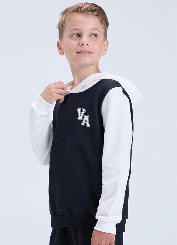 Vida Costeira - Conjunto de Moletom Colegial Va com Capuz Preto 2