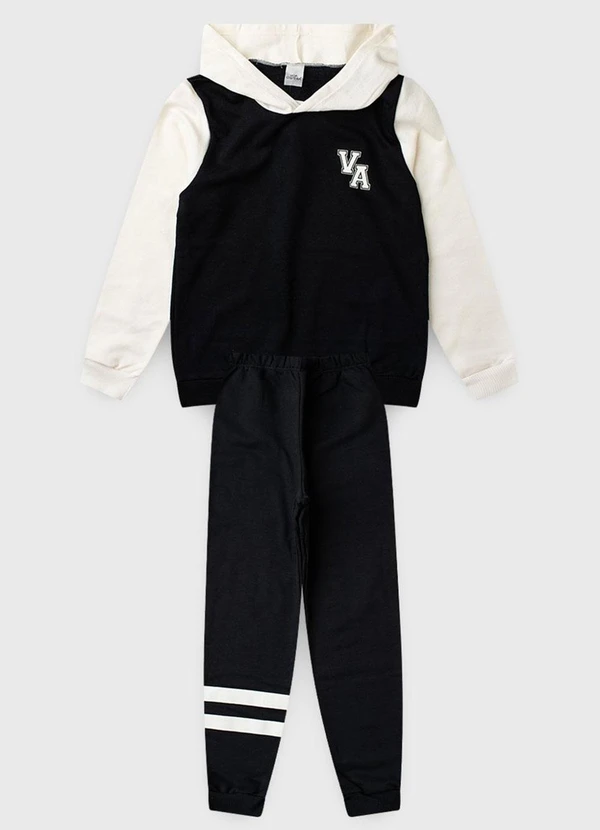 Vida Costeira - Conjunto de Moletom Colegial Va com Capuz Preto 4