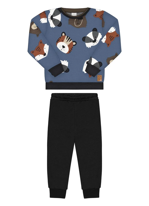 Alakazoo - Conjunto de Moletom com Blusão Estampado Azul 1