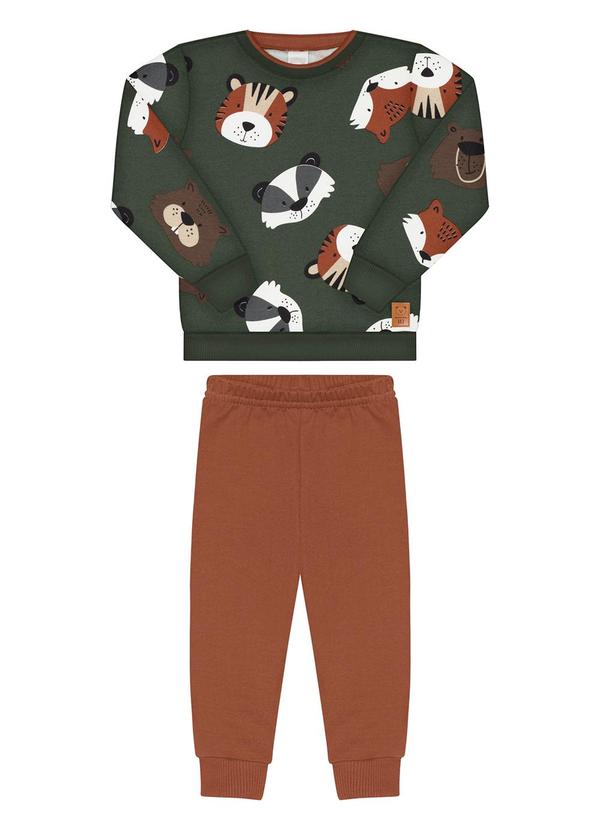 Alakazoo - Conjunto de Moletom com Blusão Estampado Verde 2