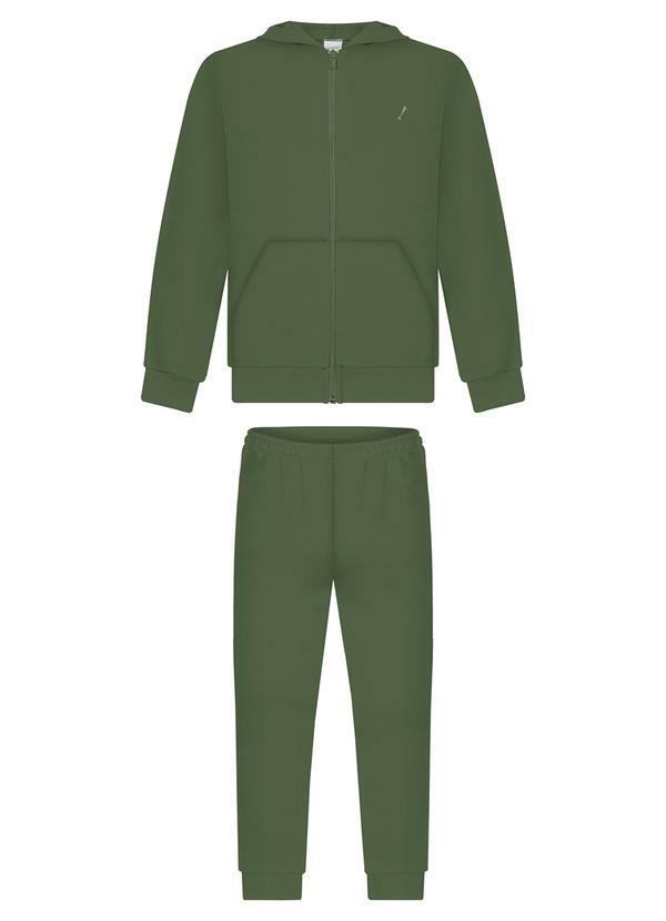 Alakazoo - Conjunto de Moletom com Calça e Jaqueta Verde
