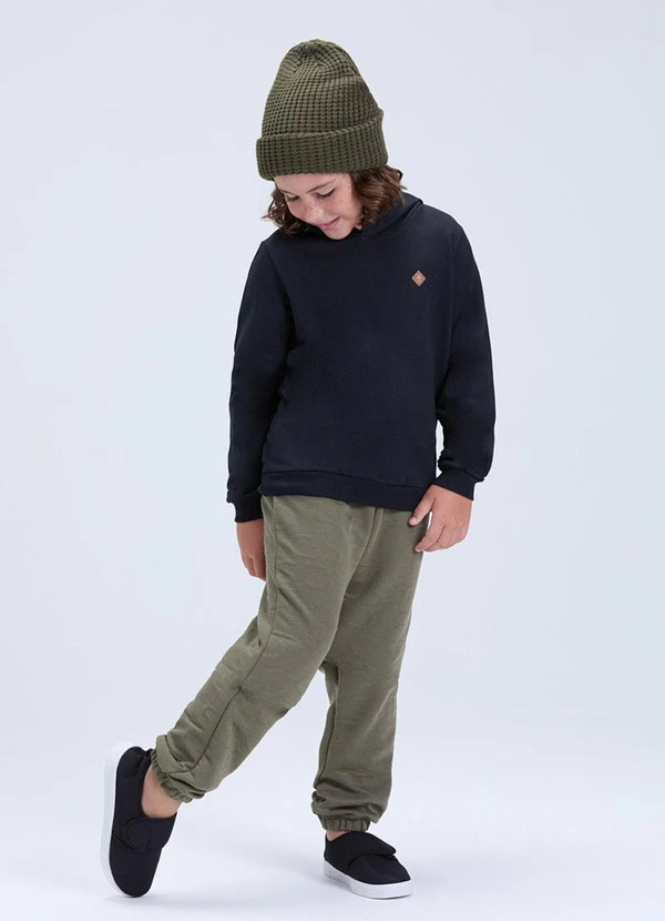 Vida Costeira - Conjunto de Moletom com Detalhe Aplicado Preto