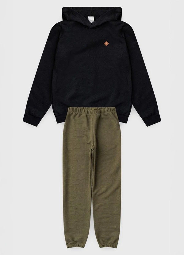 Vida Costeira - Conjunto de Moletom com Detalhe Aplicado Preto 2