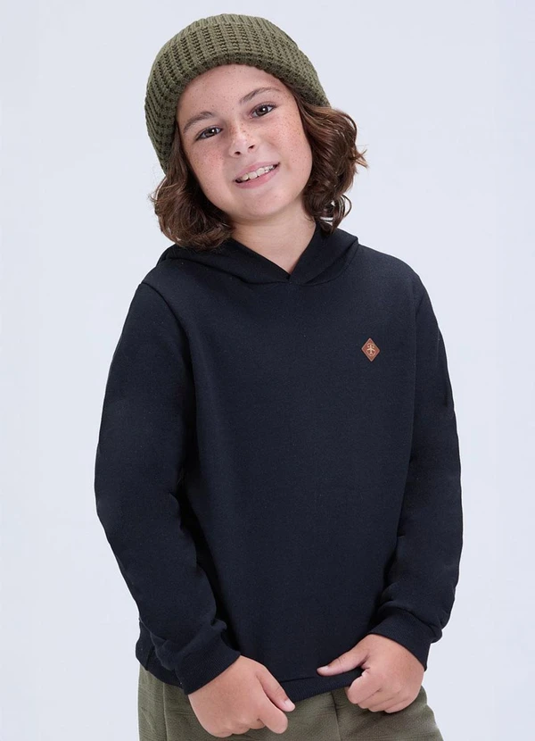 Vida Costeira - Conjunto de Moletom com Detalhe Aplicado Preto 3