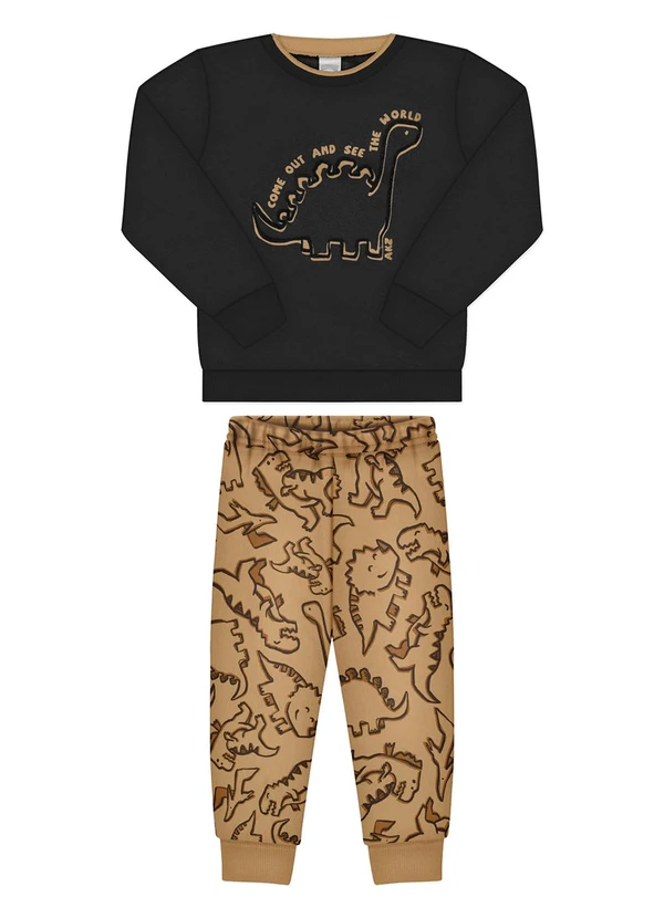 Alakazoo - Conjunto de Moletom com Estampa em Relevo Bege 2