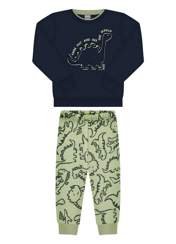 Alakazoo - Conjunto de Moletom com Estampa em Relevo Verde