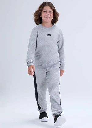 Vida Costeira - Conjunto de Moletom com Faixa Lateral Mescla - VIDA COSTEIRA