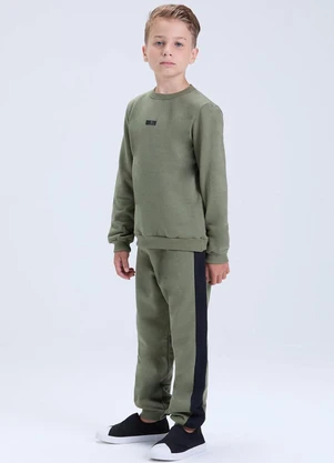 Vida Costeira - Conjunto de Moletom com Faixa Lateral Verde - VIDA COSTEIRA