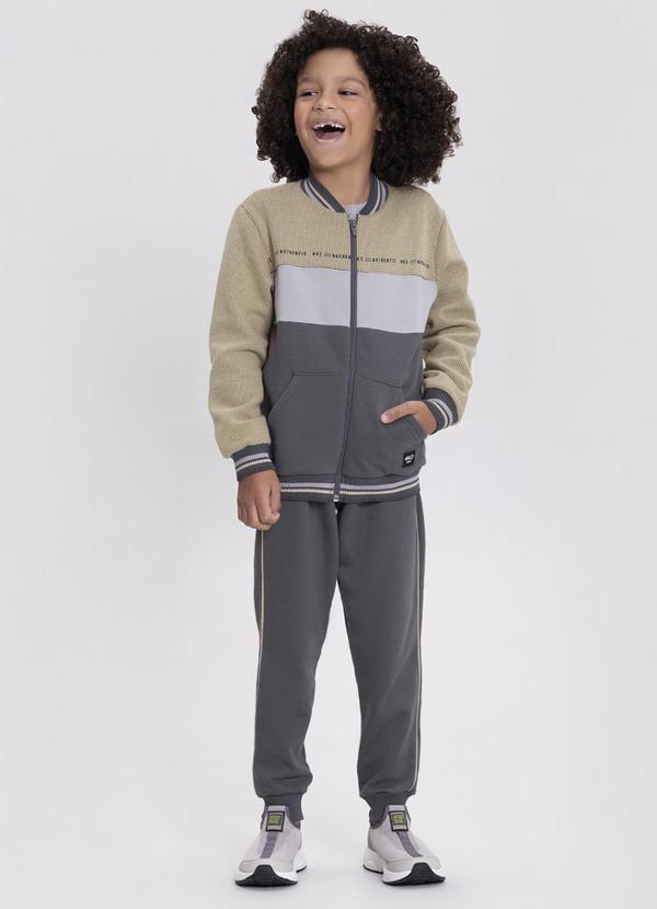 Alakazoo - Conjunto de Moletom com Jaqueta e Calça Bege