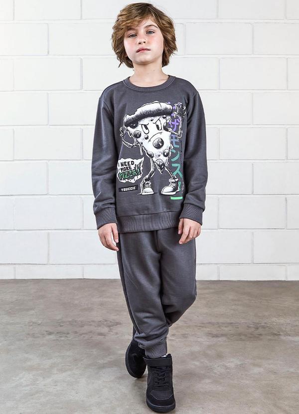 Youccie - Conjunto de Moletom Infantil com Estampa Cinza
