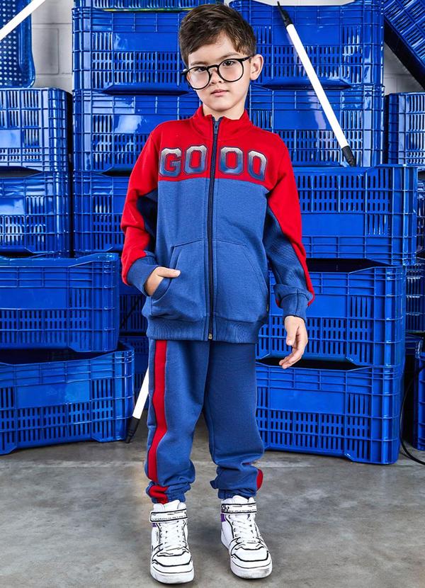 Youccie - Conjunto de Moletom Infantil com Recortes Azul