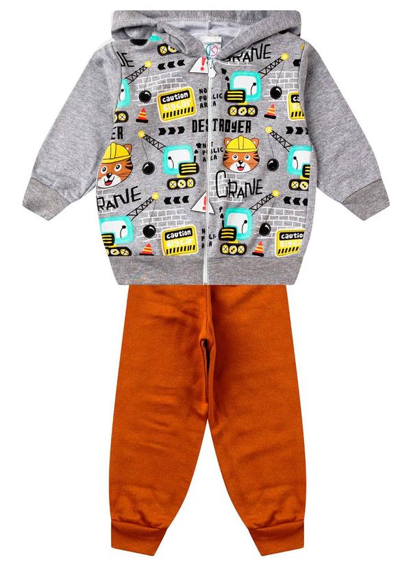 Rovitex - Conjunto de Moletom Infantil Menino Cinza