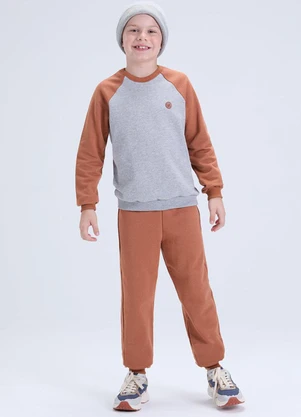 Vida Costeira - Conjunto de Moletom Raglan com Aplique Caramelo - VIDA COSTEIRA