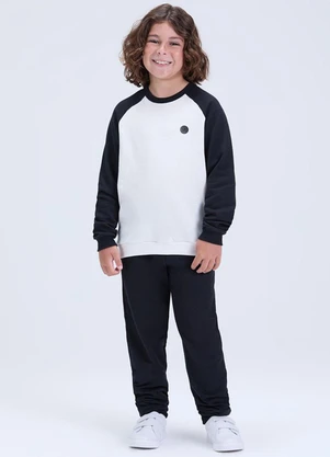 Vida Costeira - Conjunto de Moletom Raglan com Aplique Preto - VIDA COSTEIRA